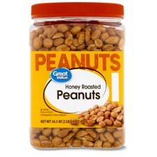 Great Value Honey Roasted Peanuts, 34.5 oz