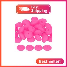 uxcell 50Pcs 12mm Silicone Lentil Beads, Rubber Abacus Focal Bead Loose Bulk Bea