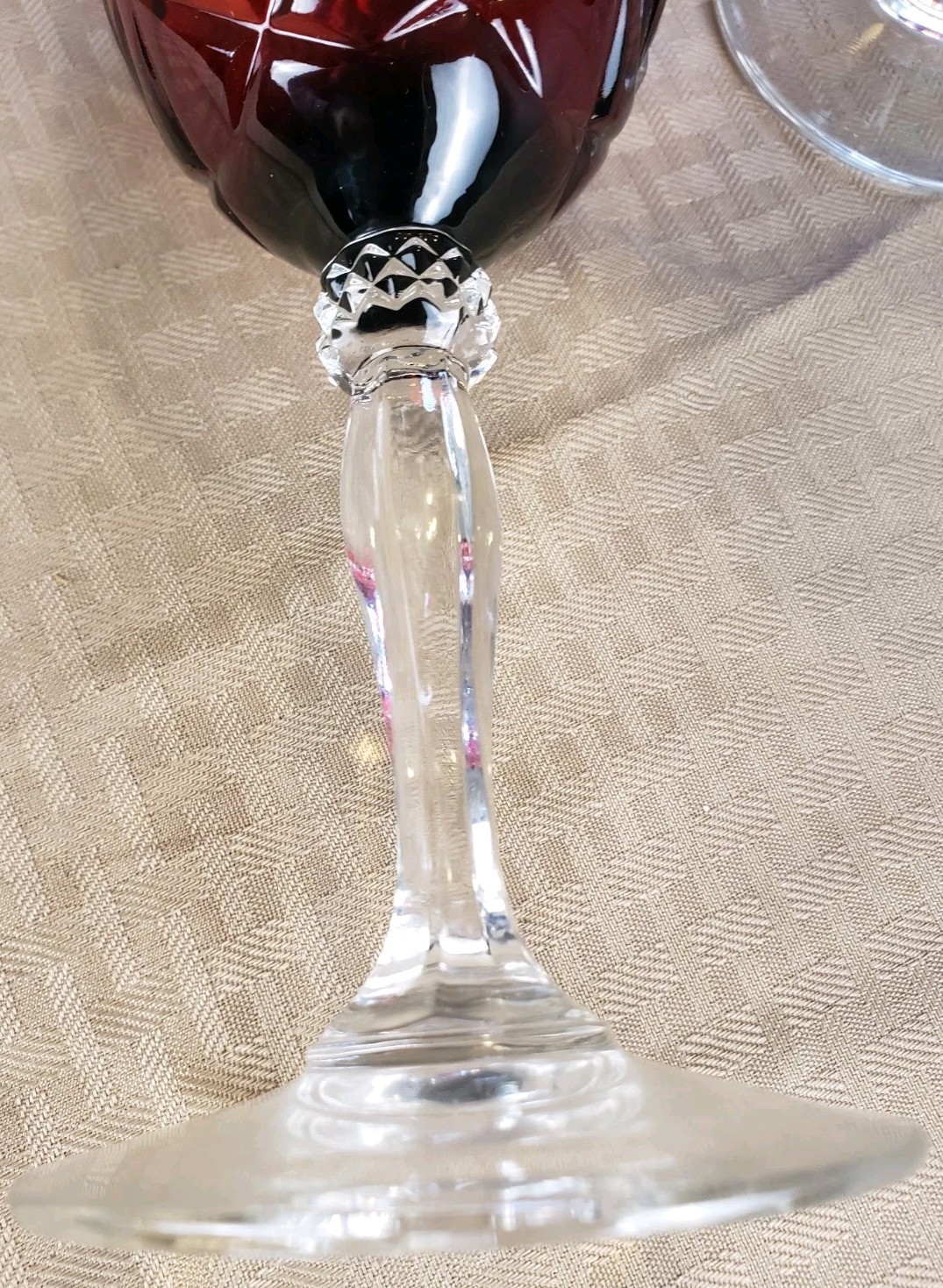 Set Of 4 Vintage Luminarc Cristal D'Arques Durand Antique Ruby Red Wine Glasses 