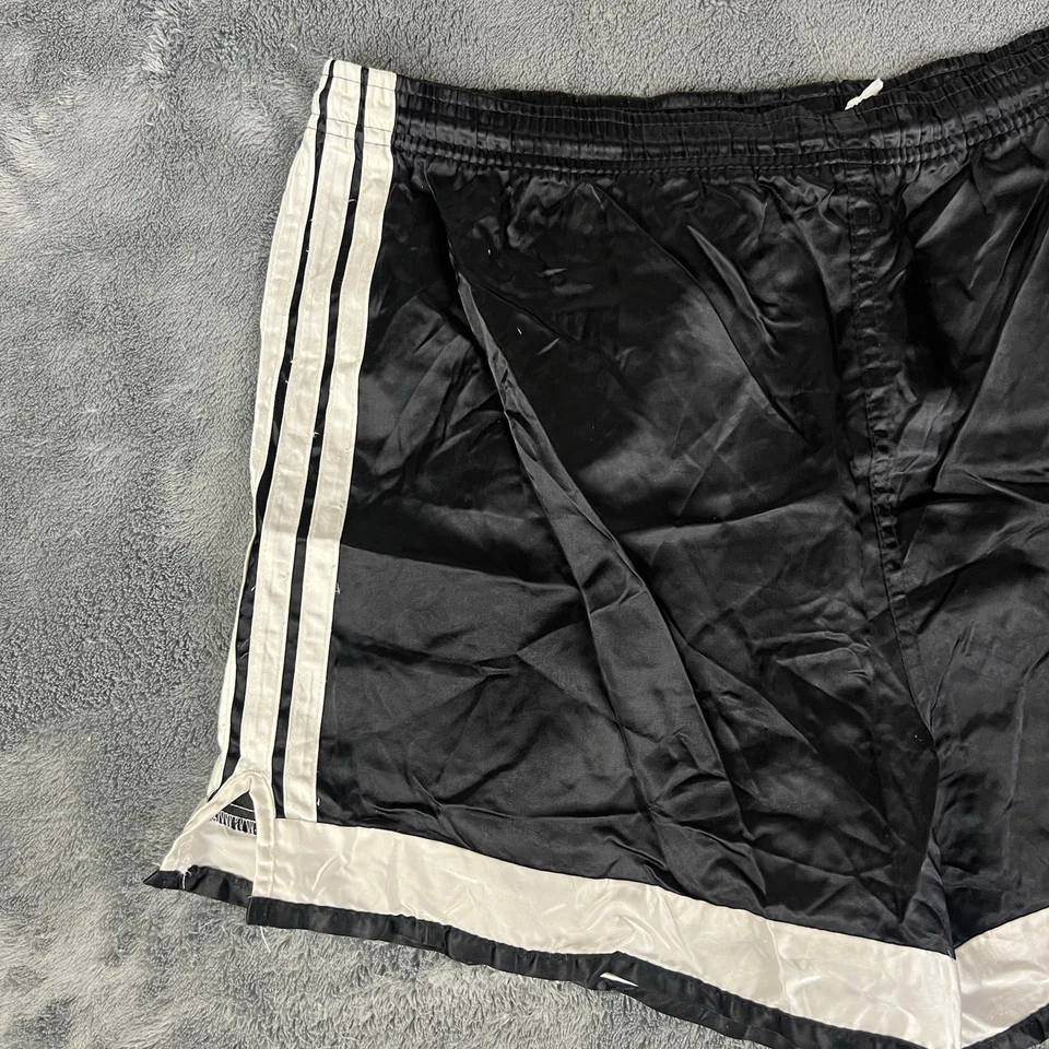 Adidas Nylon Shorts Vintage Soccer Sprinter Shiny Satin Retro Glanz Black Stripe - Image 2 of 4