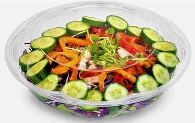64oz Clear Plastic Disposable Salad Bowls with Lids