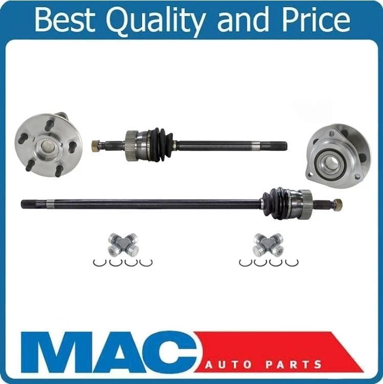 Front Axles Hub Bearings U Joints For Cherokee 90-98 4WD 4x4 6pc Kit - Image 2 of 4