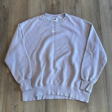 Nike Womens Small Center Swoosh Logo Crewneck Sweatshirt Pink Oversized Training