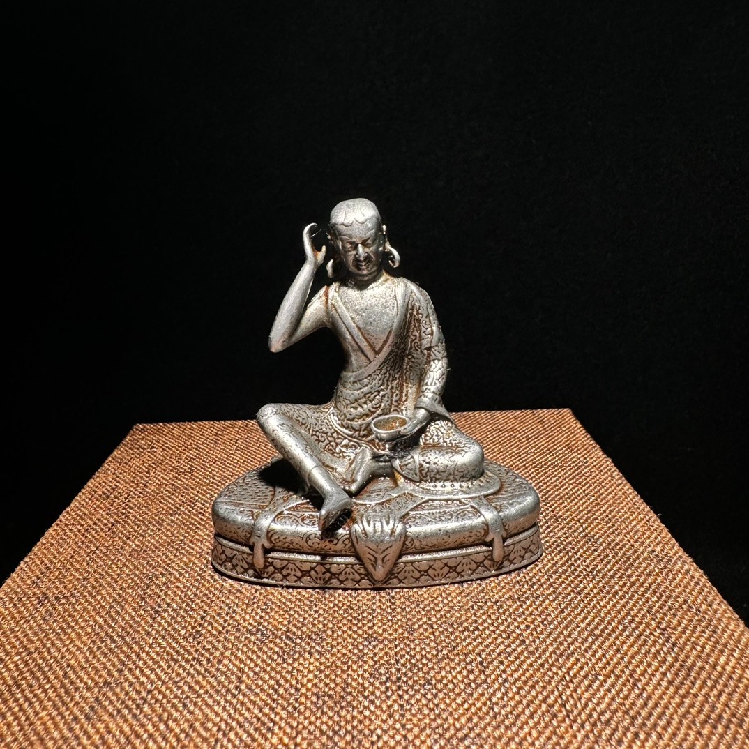 Old Chinese Tibetan Thokcha Milarepa Statue Pendant - Buddhist Master Amulet for