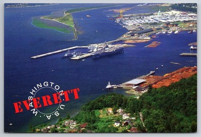 Everett Washington Naval Station Aircraft Carrier Port Gardner Bay Postcard