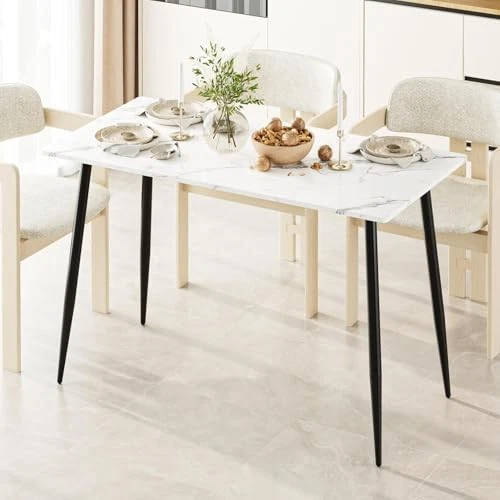  Wood Dining Table for 4-6 People, Modern Rectangular Indoor Dinner Table, 47" 