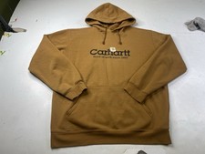 Vintage Y2K Carhartt Hoodie Men Large Brown Sweatshirt Spellout Logo K219