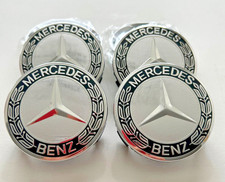 4Pcs Wheel Center Hub Caps Wreath Black Fit Mercedes/Benz Class GL SL A C E S