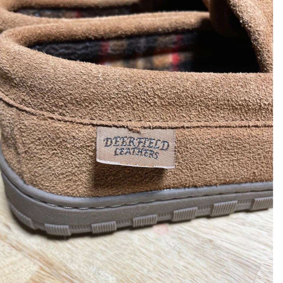 Deerfield 皮革女士脚趾拖鞋棕色麂皮绒衬里 7 码 — 第 3/4 张图片