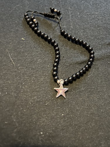 Lola Rose Black Bead Adjustable Layering Bracelet With Silver charm