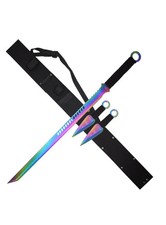 Espada corta Fantasy Master 28" - 2 cuchillos Kunai con mango y funda envueltos en cordón