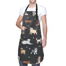 Puppy Dogs Waterproof Adjustable Bib Apron with 2 Pockets, Cooking Gardening ...