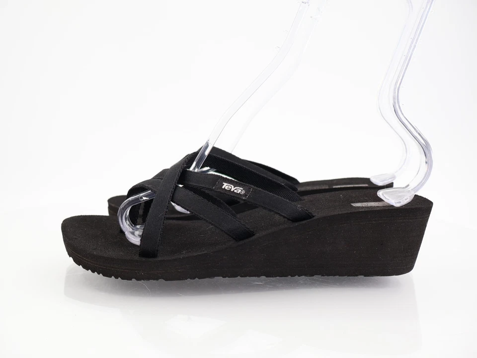 Sandalia Teva Mush Mandalyn para mujer talla 10 tanga de cuña deslizable negra chanclas Foto 3 de 4