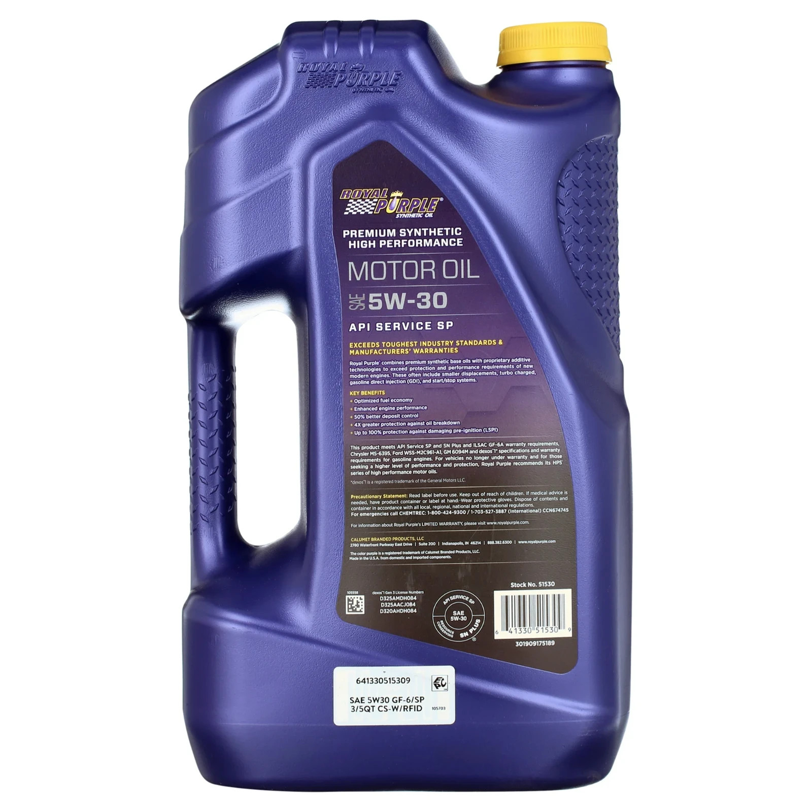 Royal Purple High Performance Motor Oil 5W-30, Premium Synthetic Motor Oil, 5 Qt