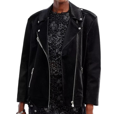 NWT-  Cinq à Sept 'Brice' Faux-Leather Biker Jacket, Black - Size XSmall