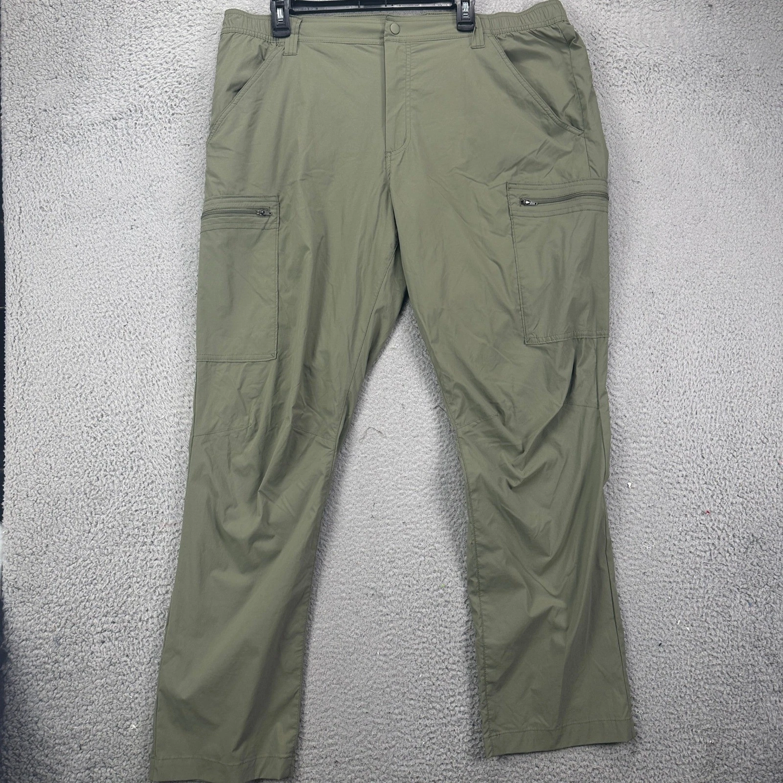 Lands End Pants Cargo Hiking Men 40 Green Lightweight Performance Stretch Pocket