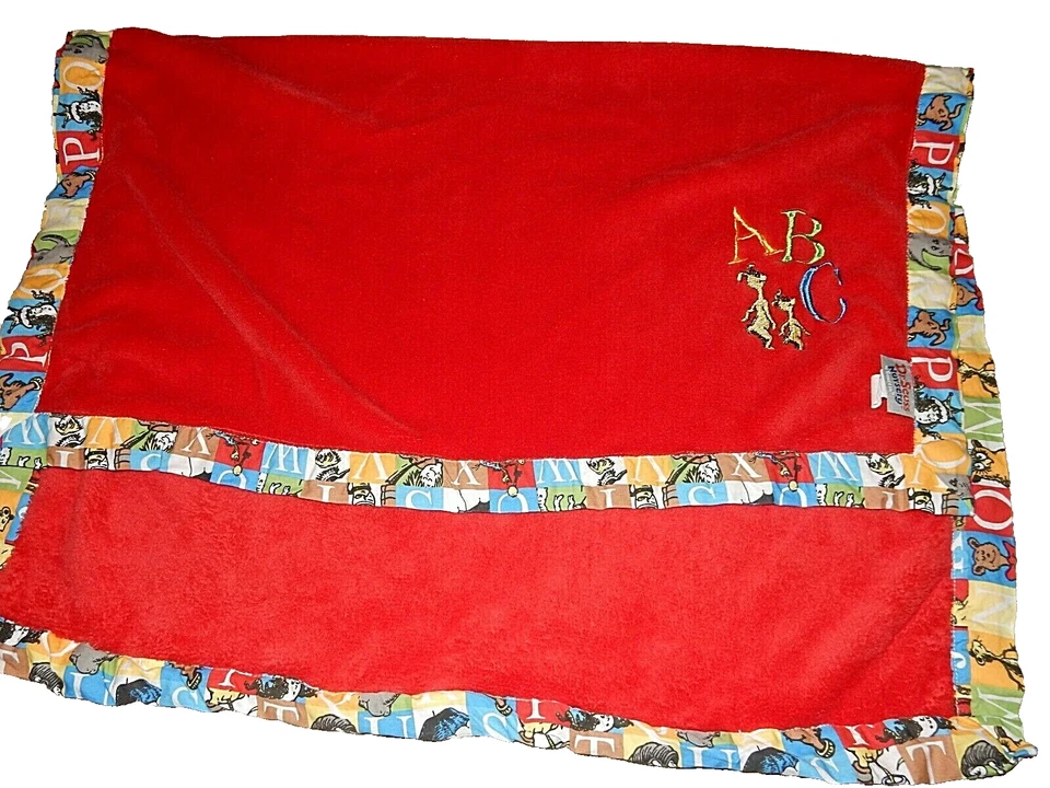 4D 30x40 Trend Lab Dr SEUSS ABC Alphabet Plush Baby Crib Blanket Cotton Binding - Image 4 of 4