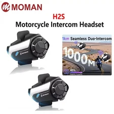 MOMAN H2S Helmet Intercom System Motorcycle Helmet Wireless Headset Headphone 