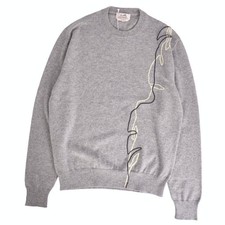 Hermes Knit Sweater Long Sleeve Cashmere Lambs Leather Top Men's M Used MOLO-0