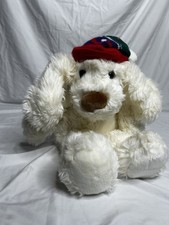 Rare Gina Softoys White Plush Dog C H of America Sweater Hat 20" Vintage