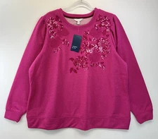 NWT Crown & Ivy Pink Sequin Embellished Sweatshirt Sparkly Top Women's Plus 2XL