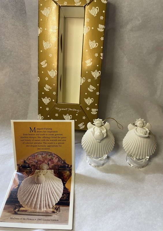 Margaret Furlong Tea For Two Set of 2 . 1.5" Angel Ornaments Original Box