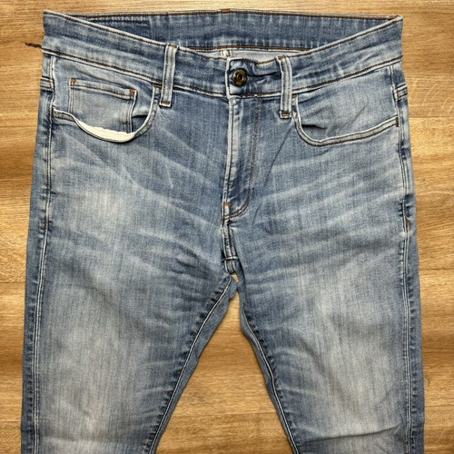 G Star RAW Jeans Men 30x32 Blue 3301 Deconstructed Super Slim Stretch Denim Moto