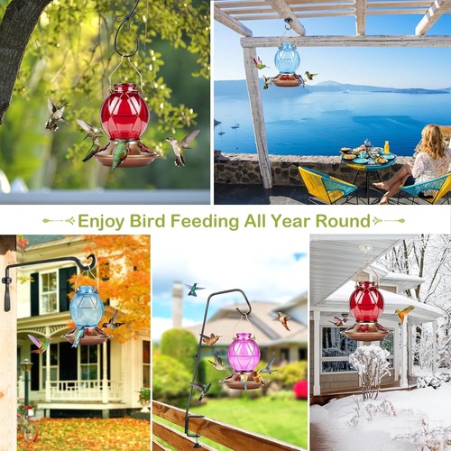 Hummingbird Feeder, Hand Blown Glass Hummingbird Feeders for Outdoors Hanging, 2 - Picture 7 of 8
