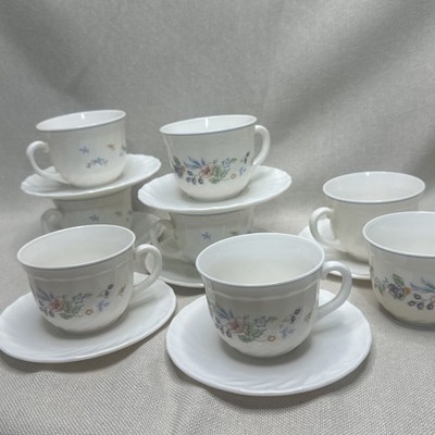 Arcopal Victoria France Tea Cups & Saucers 8 Cups 7 Saucers Used Very Good