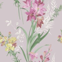 Thalia Blumen Tapete Bemalt Botanisch Lila/Pink Belgravia 767 Schlafzimmer Flur
