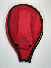 Vintage Bright Red Retro Tennis Racquet Racket Cover Protector Bag  Ball Holder