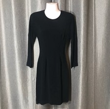 PRADA Black Nero Professional Dress Pleated 3/4 Sleeve Authentic Sheath Small