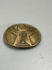 Vintage Solid Bras Marlboro Longhorn Steer Belt Buckle Philip Morris 1987