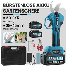 Akku Astschere Bürstenlos Elektrische Gartenschere 45mm Baumschere mit 2x Akkus