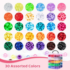 5400Pcs Pony Beads 30 Assorted Colored for Bracelets Making Kandi Friendship