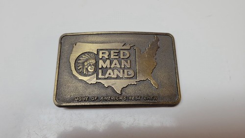 Brass Belt Buckle Red Man Land Home America's Best Chew