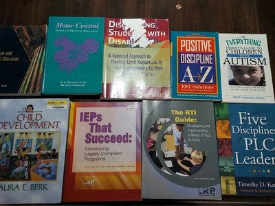 Lot of 9 Child Development books, Autism, The Law and special education, IEPs, D