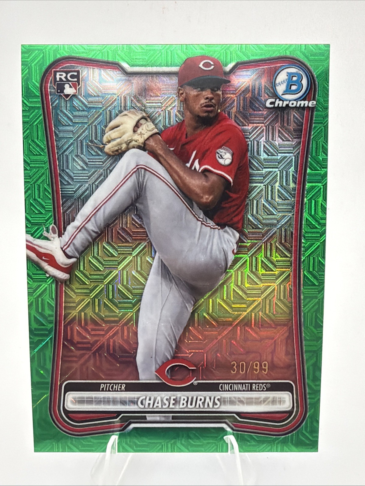 2026 Bowman Chrome - GREEN Mojo - Chase Burns (RC) #27 🔥/99🔥 FS!