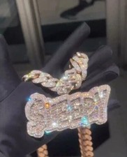 4Ct Round Cut Real Moissanite Custom Letter Men's Pendant 14K Yellow Gold Plated