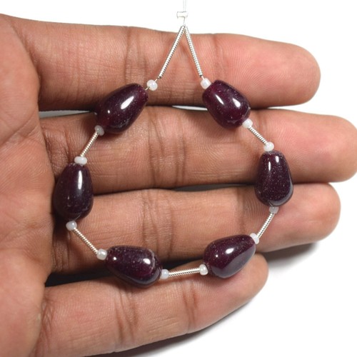 AAA+ Dark Red Ruby Smooth Drop Shape Gemstone 5.5" Loose Beads Jewelry Making - Picture 4 of 4