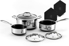 New HexClad Hybrid Nonstick 6-Piece Pot Set w/ Glass Lids, 2/3/8-Quart