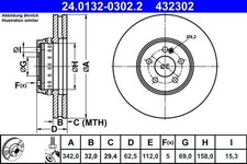 2x ATE Bremsscheibe 24.0132-0302.2 für MERCEDES-BENZ