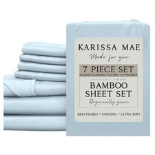 Sheet Set Split King 7 Piece Bamboo Viscose Cooling 4 Pillowcases Luxury Size