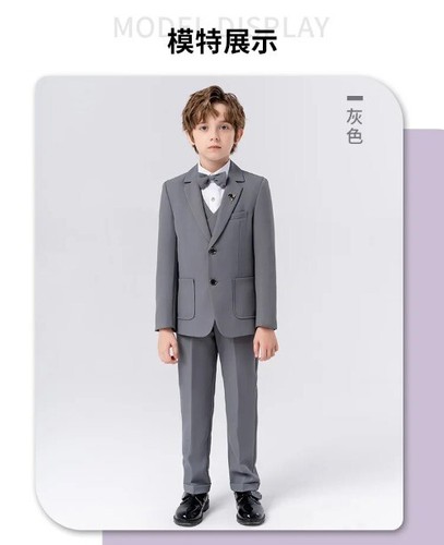 Children Formal Suit Set Boy Blazer Pants Bowtie Clothes Party Performance Show - Picture 14 of 27