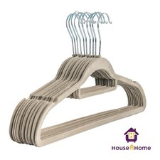 Grey Velvet Non-Slip Clothes Hangers Space Saving Flocked Coat Trouser Hanger