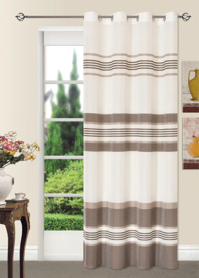 Ösen Vorhang Voile 140x245 cm Ösen Gardine transparent Grün o. Braun gestreift - Bild 3 von 3