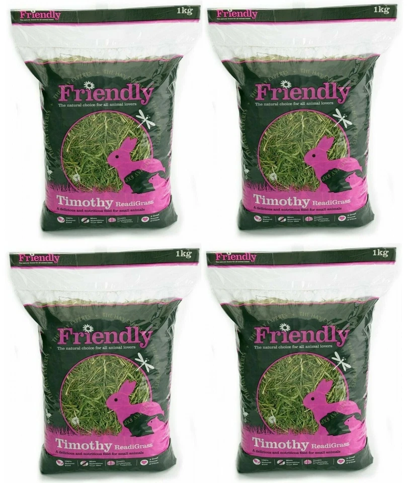 FRIENDSHIP ESTATES 4X1Kg Friendship Friendly Timothy Readigrass Rabbits Guinea Pigs Small Animal