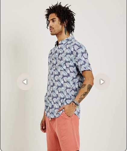 $118 RAILS camicia uomo XL CARSON ardesia acqua hawaiana lino tropicale rayon spiaggia - Foto 15 di 17