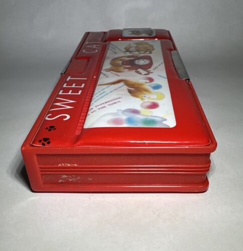 Vintage Flomo Red Sweet Cat Pencil Case Double Sided Magnetic Kitty Kitten - Picture 18 of 18
