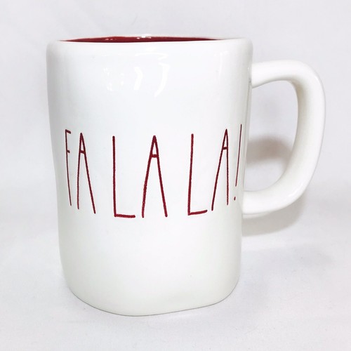 Taza de café blanca Rae Dunn “Fa La La” interior recubierta de rojo vacaciones de Navidad - Imagen 1 de 7